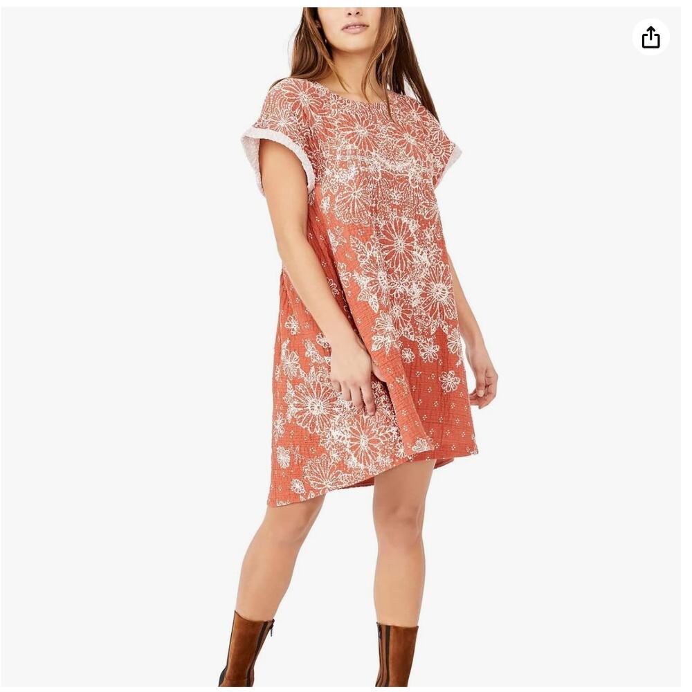 Free People Women’s Pinwheel Open-Back Mini Dress Coral XS